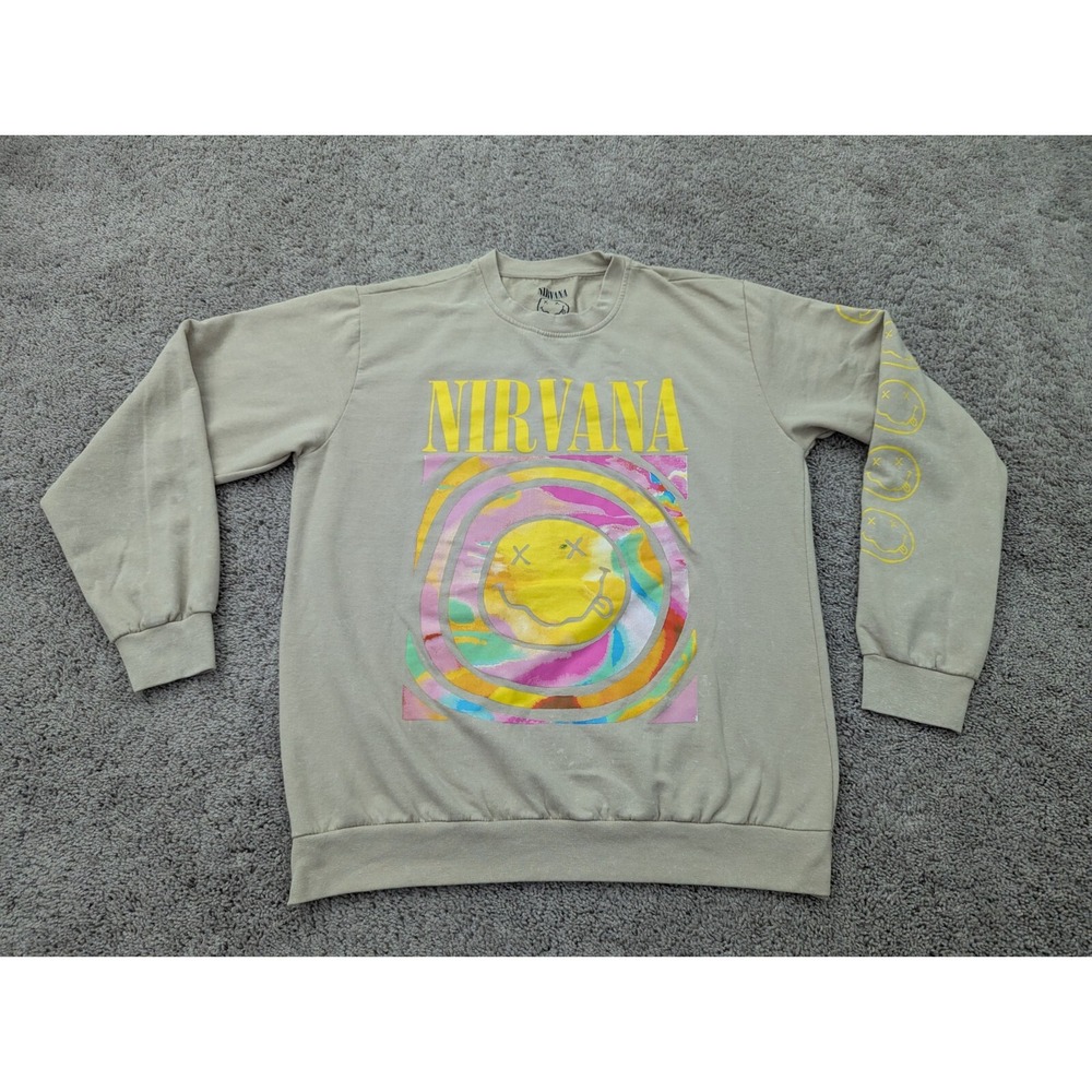 Nirvana Pullover Mens Extra Large Sweater Crew Neck Beige‎